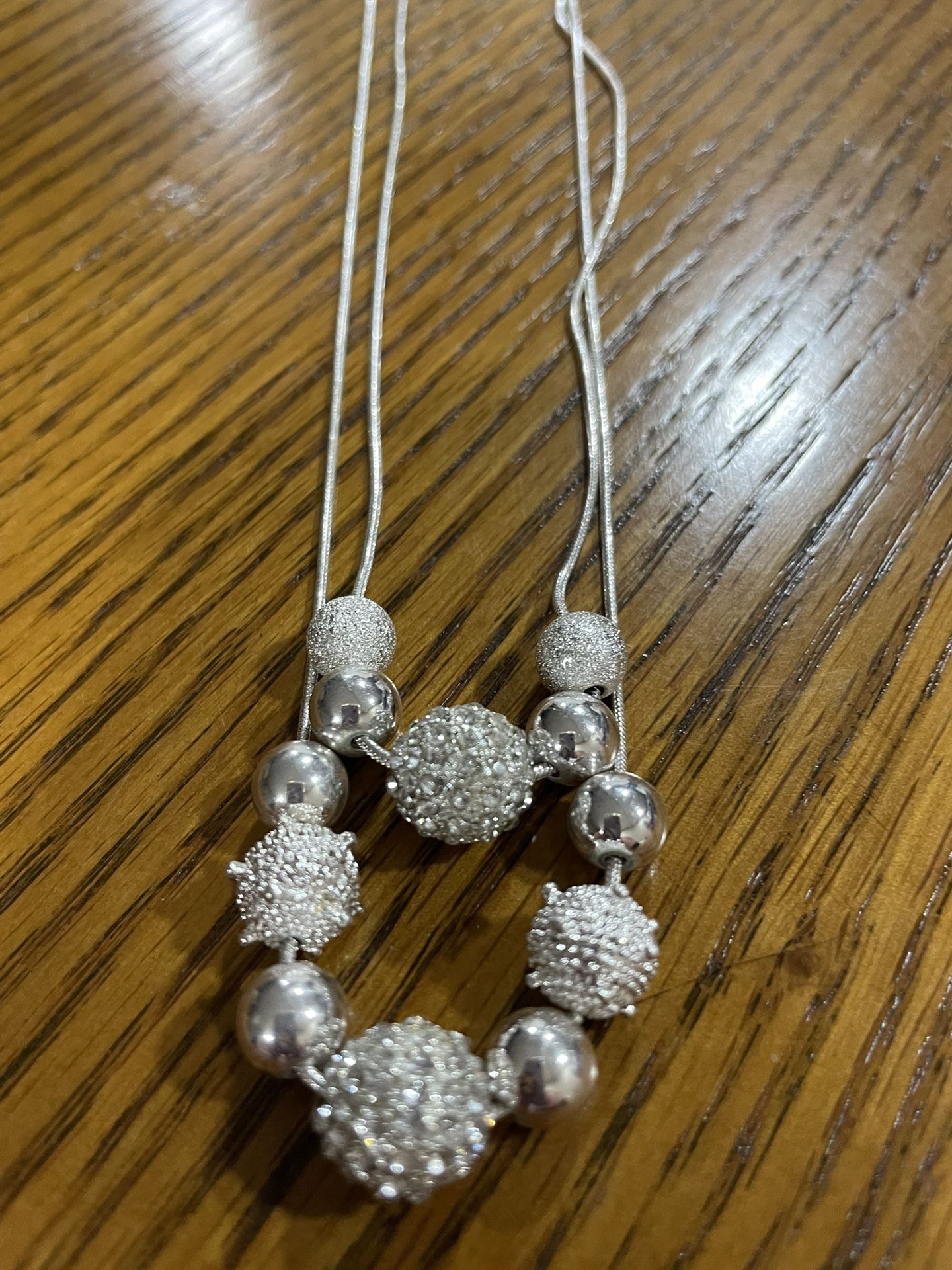 DB Double Strand Silver Necklace With Earrings - photo 2