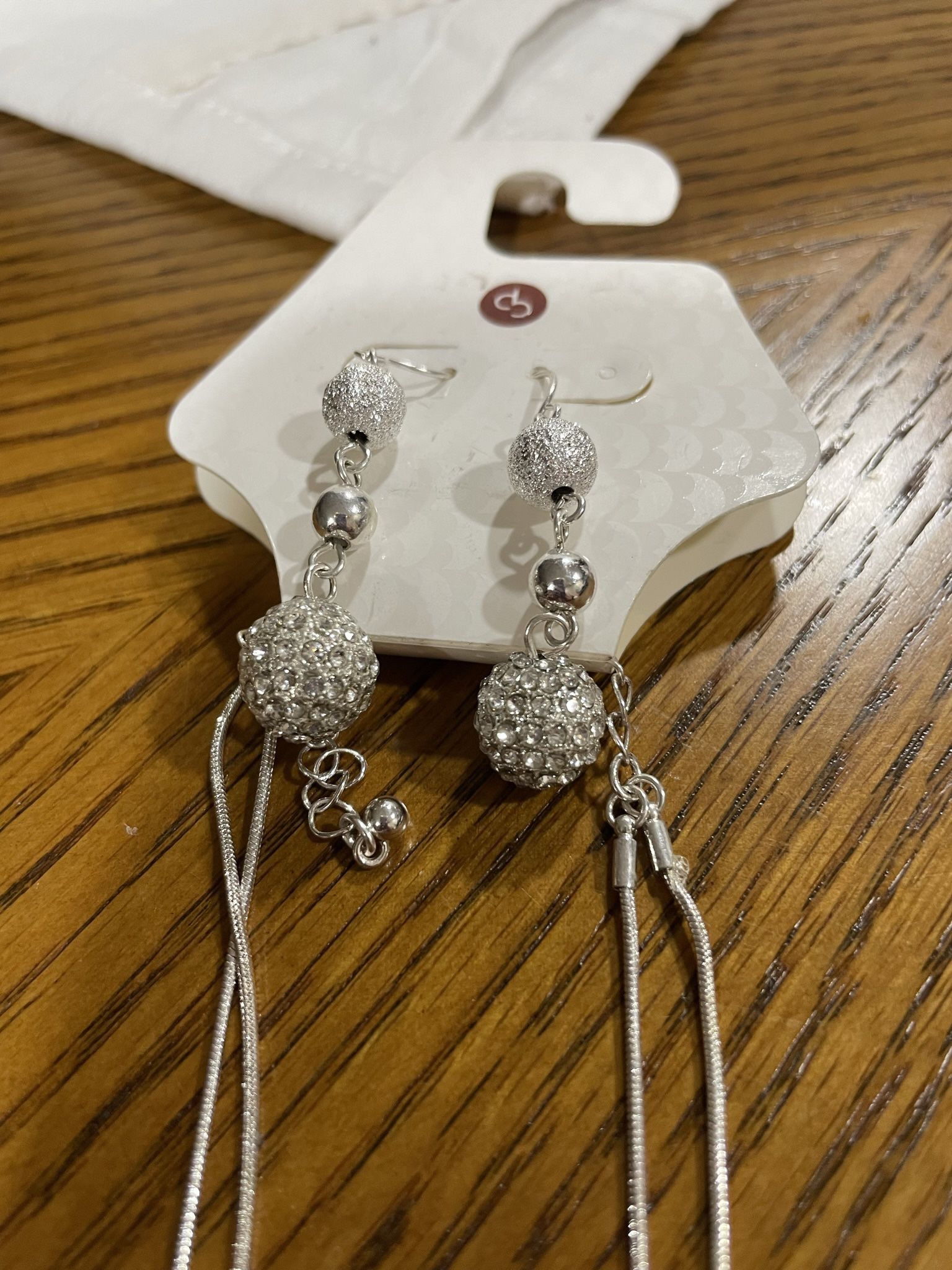 DB Double Strand Silver Necklace With Earrings - photo 3