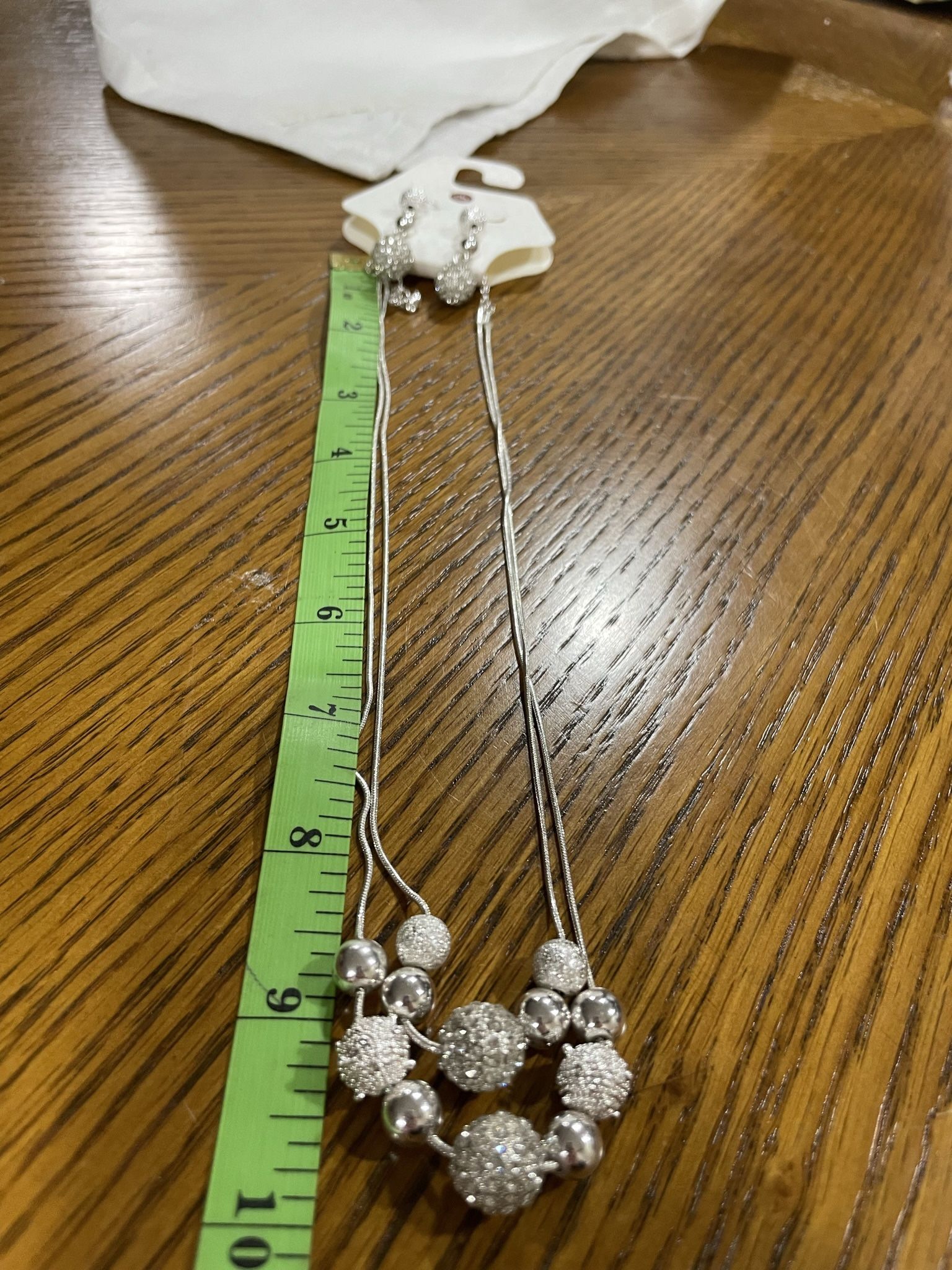 DB Double Strand Silver Necklace With Earrings - photo 4