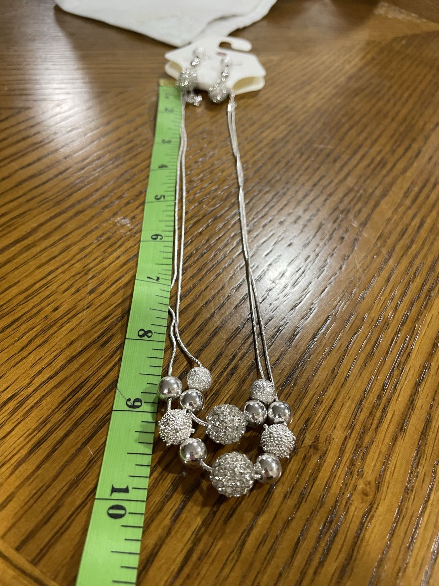 DB Double Strand Silver Necklace With Earrings - photo 5