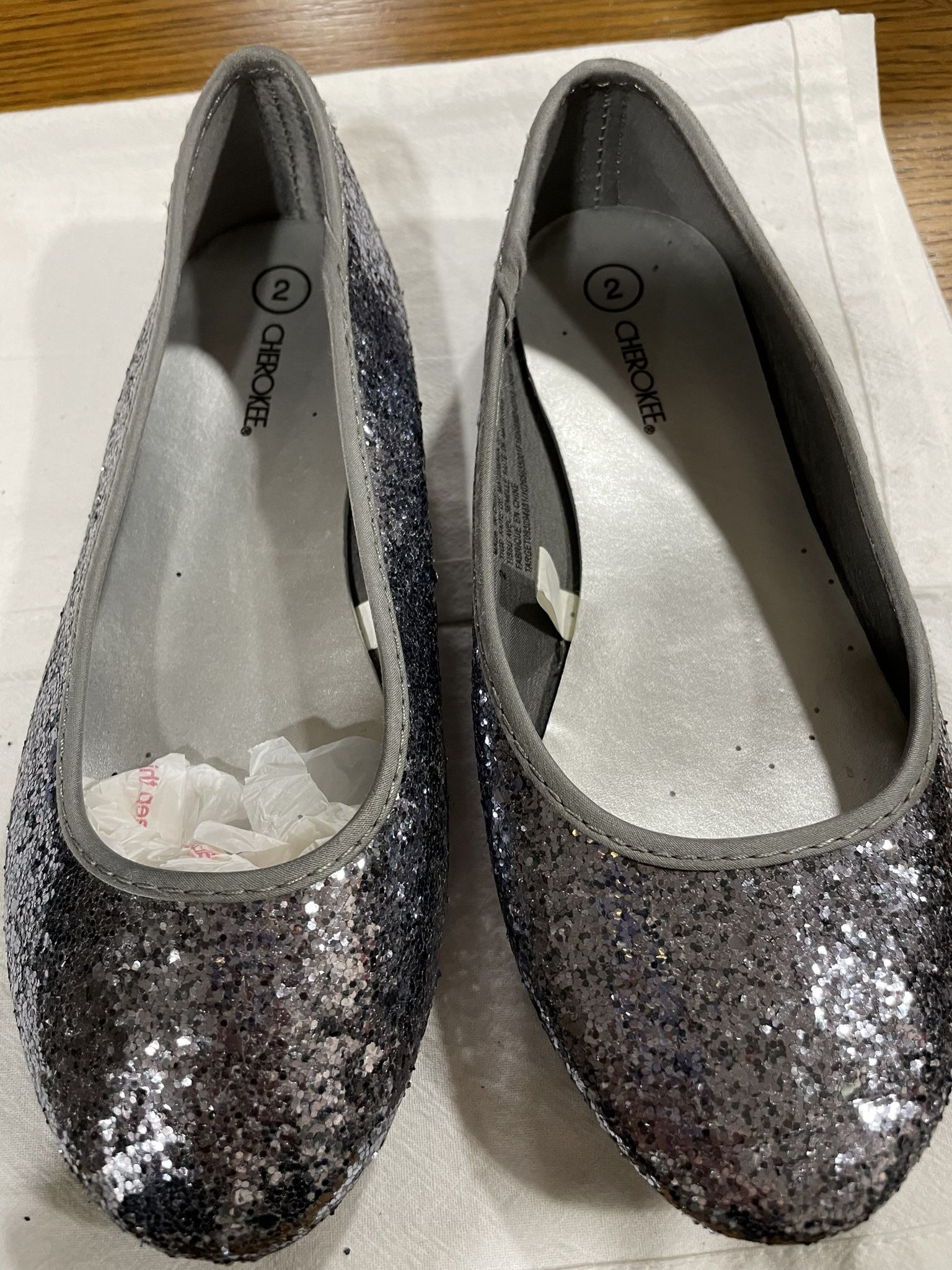 Girls Size 2 Glitter Flats Shoes