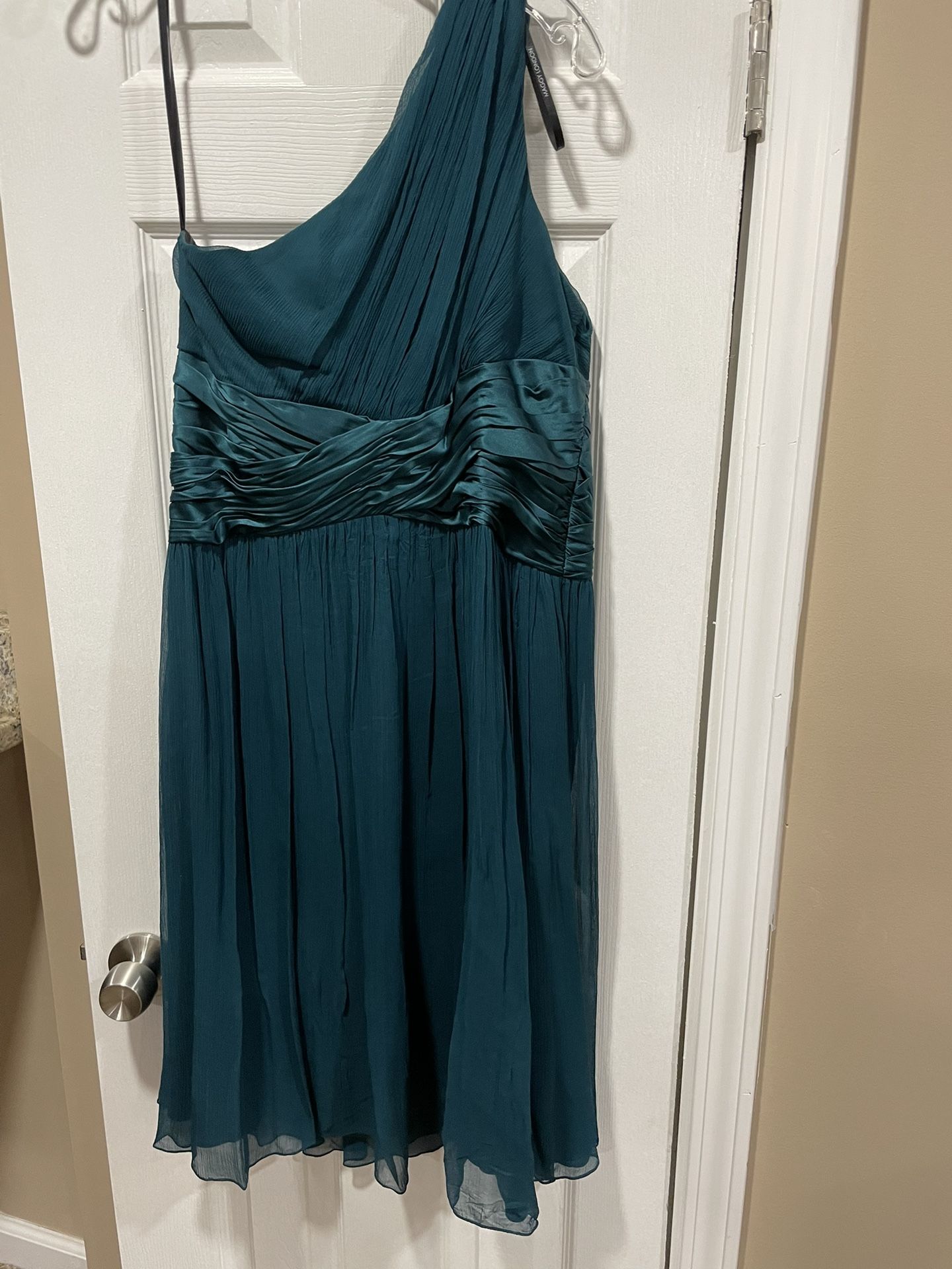 Teal One Shoulder Size 14 Short Prom Dress - photo 3