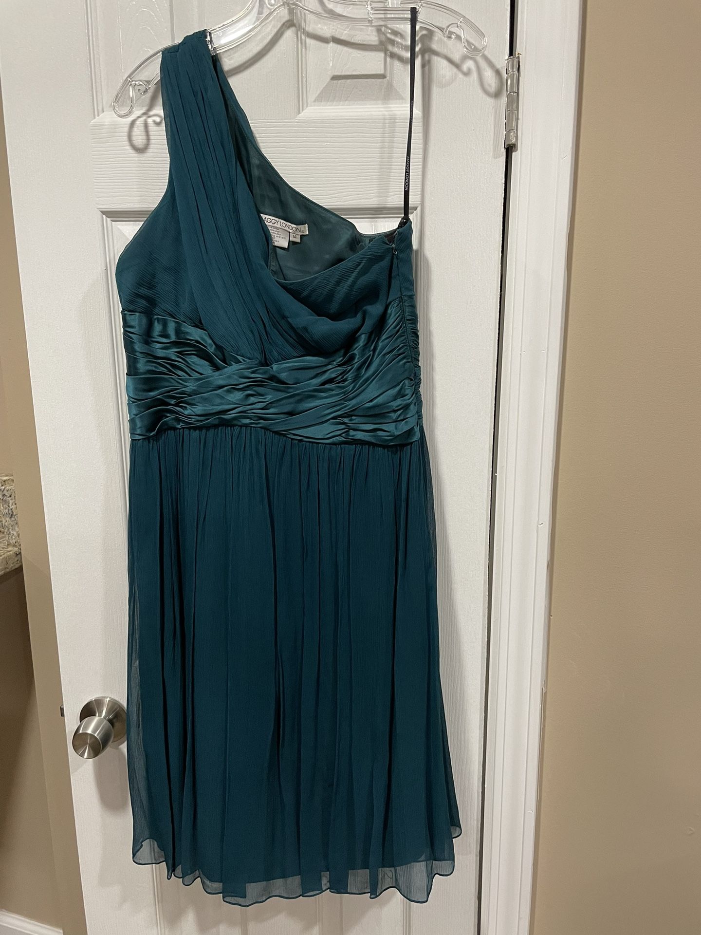 Teal One Shoulder Size 14 Short Prom Dress - photo 5