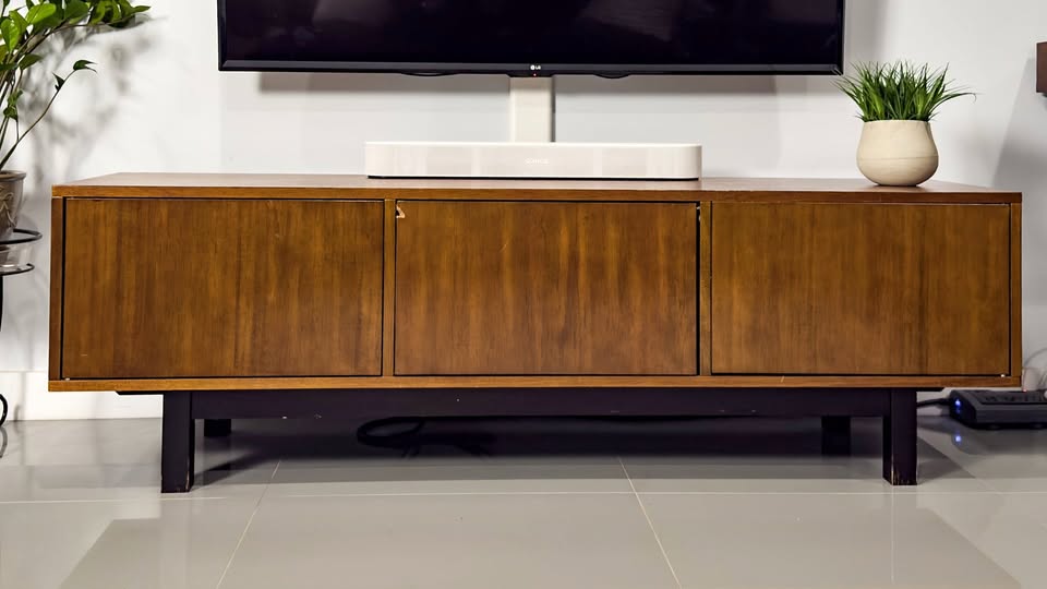 Mid-Century Modern Walnut TV Console – Storage for Days