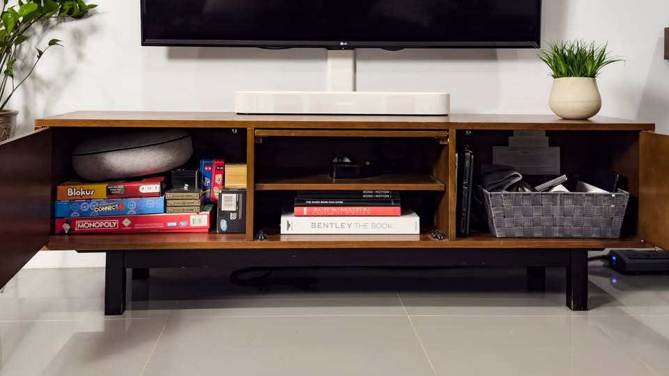 Mid-Century Modern Walnut TV Console – Storage for Days - photo 2