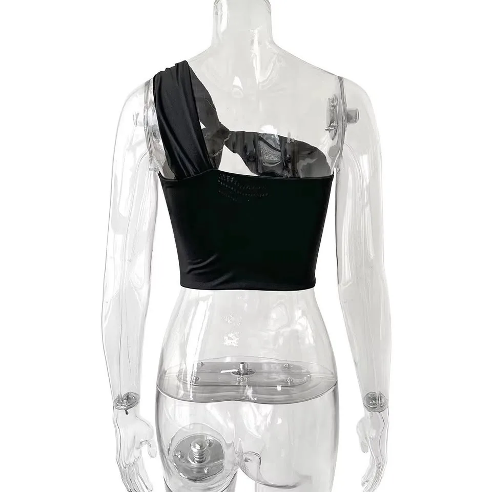 One Shoulder Hollow Out Crop Top Sz S image indicator(5)
