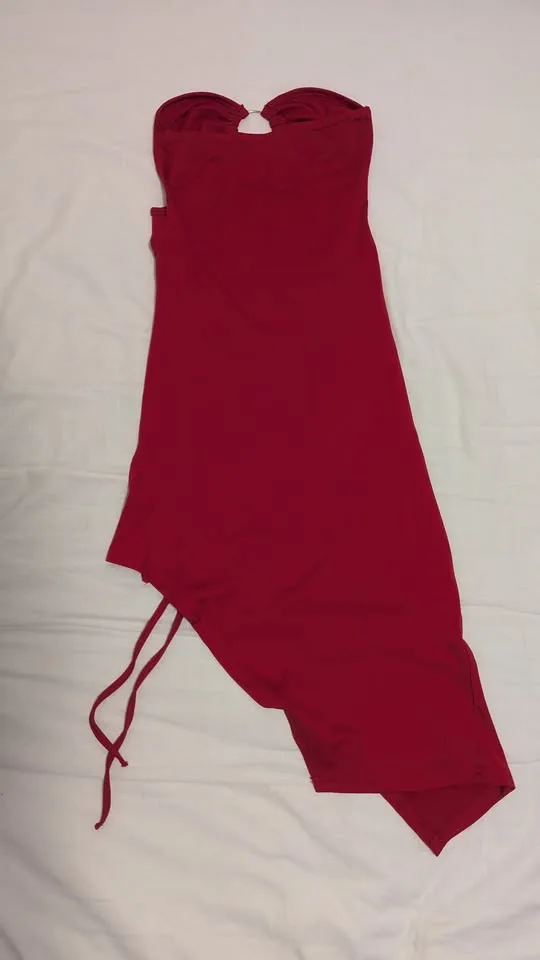 Strapless Drawstring Hollow Out Bodycon Dress Sz S image indicator(2)