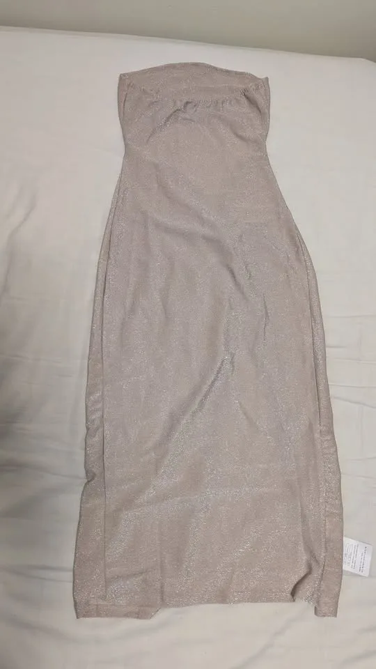 Strapless Cut Out High Slit Bodycon Dress Sz S image indicator(2)