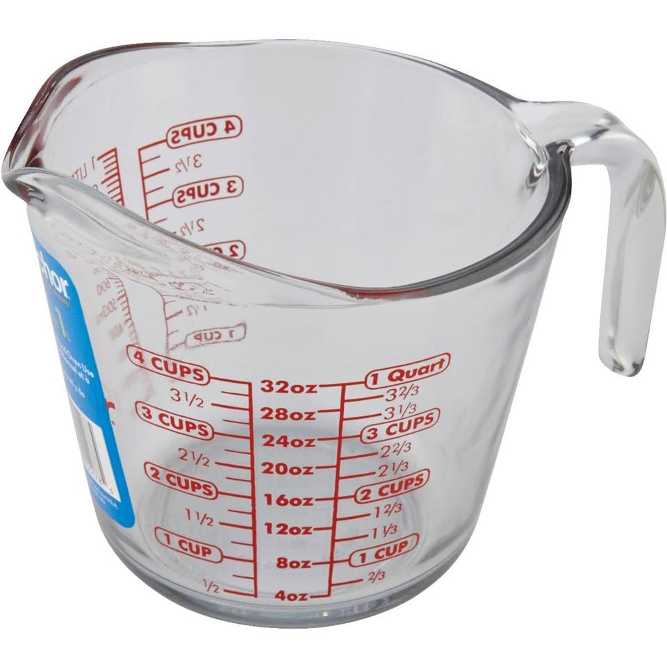 Anchor Hocking Measuring Cups, Open Handle, Glass, 4 Cup