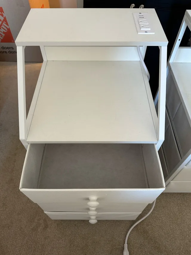 REAHOME Nightstand Set of 2, white Night Stands with Charging image indicator(2)