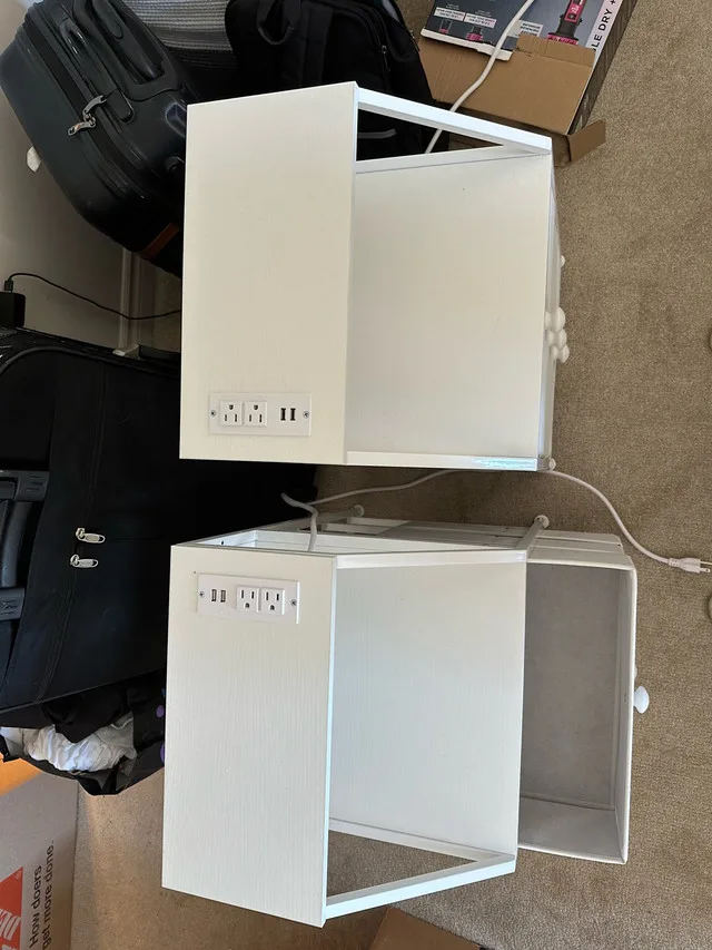 REAHOME Nightstand Set of 2, white Night Stands with Charging image indicator(3)