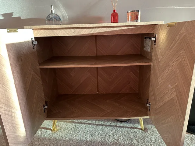 Anmytek Natural Oak Storage Cabinet image indicator(2)