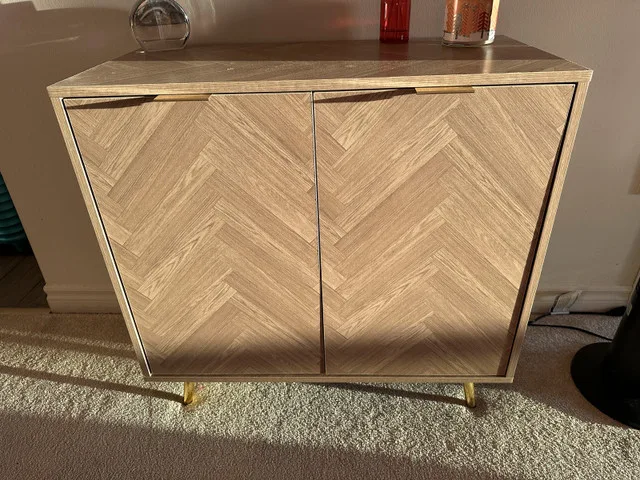 Anmytek Natural Oak Storage Cabinet image indicator(3)