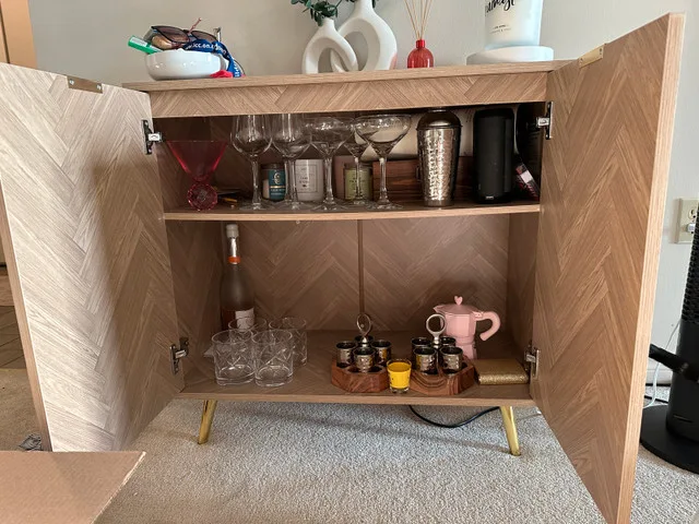 Anmytek Natural Oak Storage Cabinet image indicator(4)