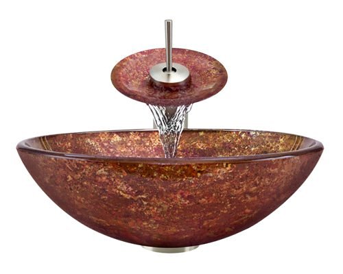 Aurora Sink A30 Glass Vessel Brushed Nickel Ensemble