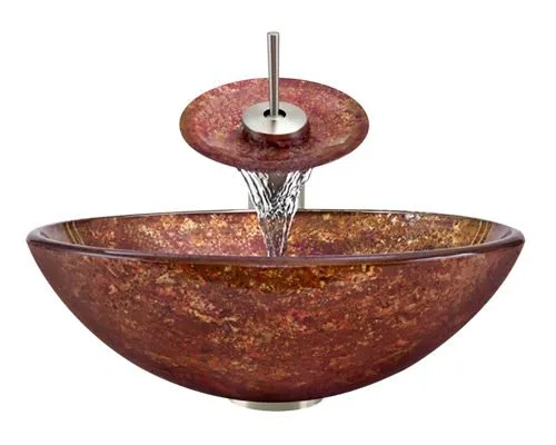 Aurora Sink A30 Glass Vessel Brushed Nickel Ensemble thumbnail