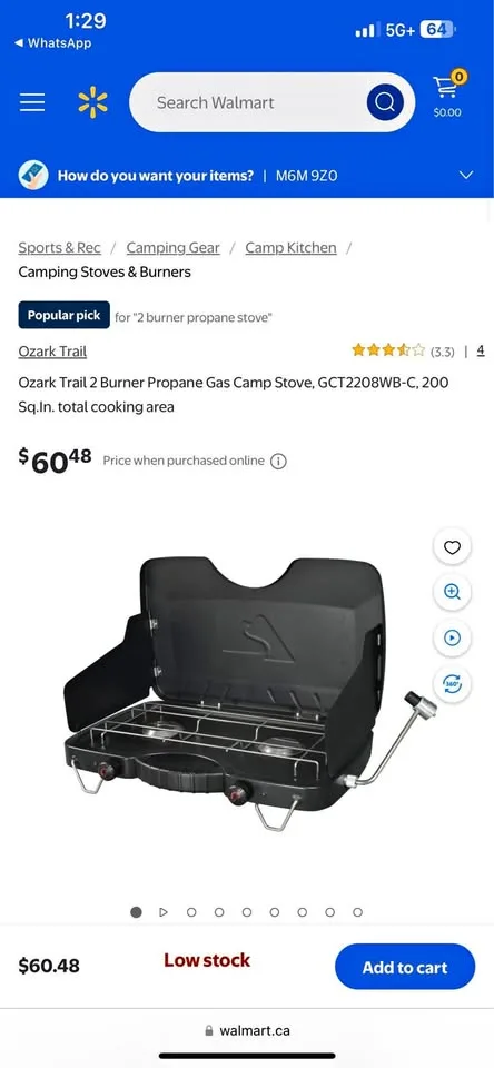 Ozark Trail 2 Burner Propane Gas Camp Stove thumbnail