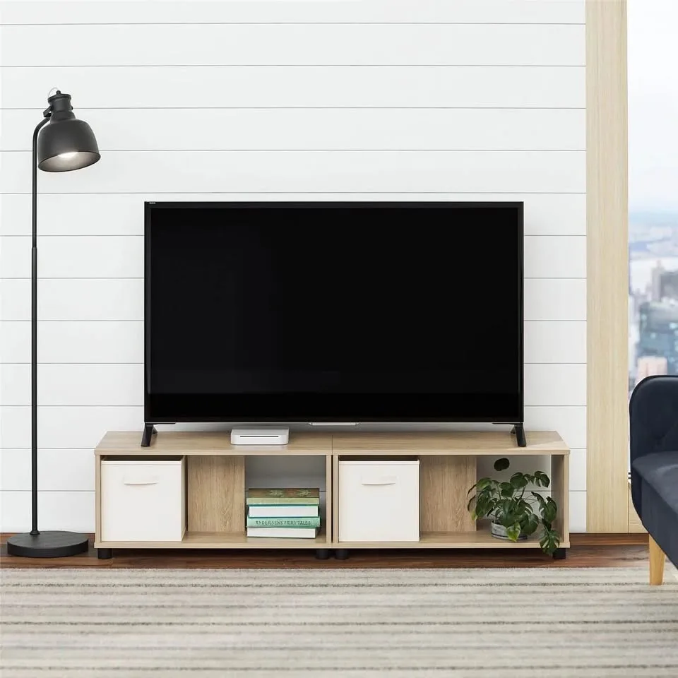 Mainstays TV Stand for TVs up to 70 inches, Natural image indicator(5)