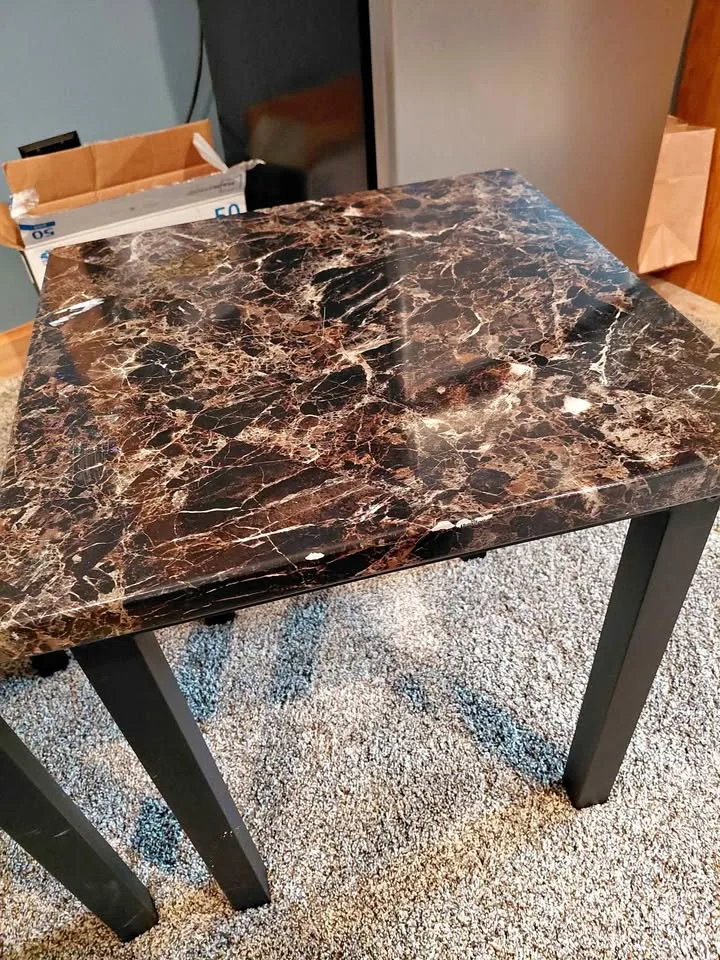 Imitation marble side table thumbnail