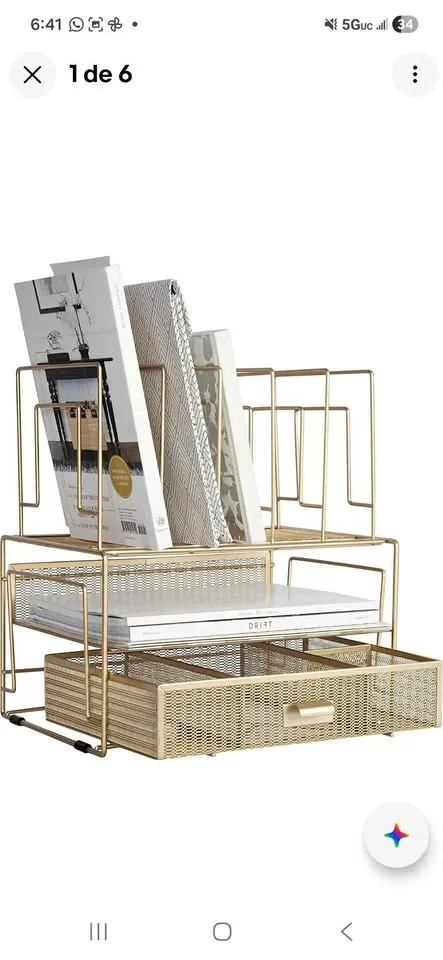 Gold Desk Organizer –Holder for & Drawer BLU MONACO thumbnail