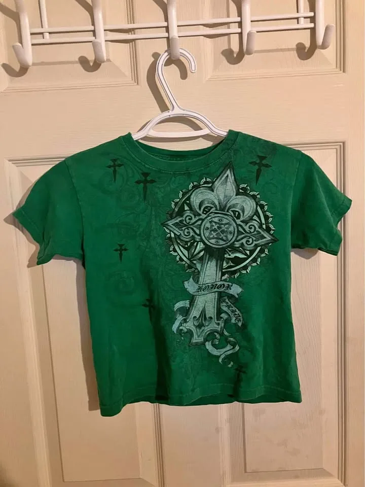 Vintage Anastasia green gothic cross graphic babydoll-doll tee thumbnail