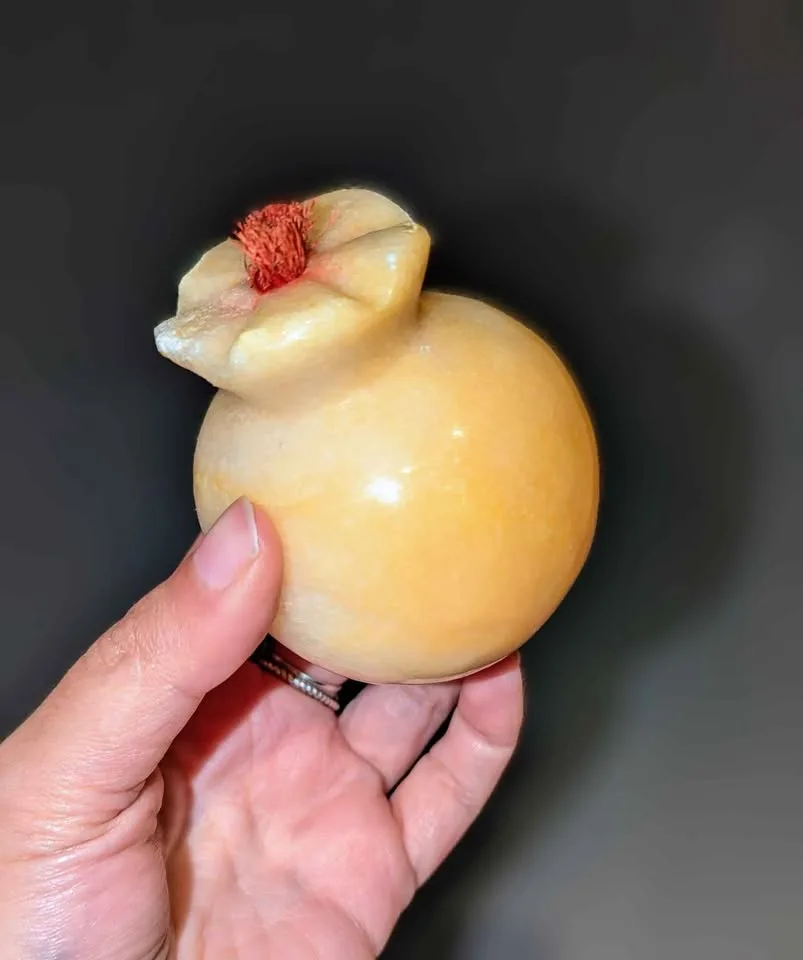 3 Stone Carved Fruit in wood bowl image indicator(4)