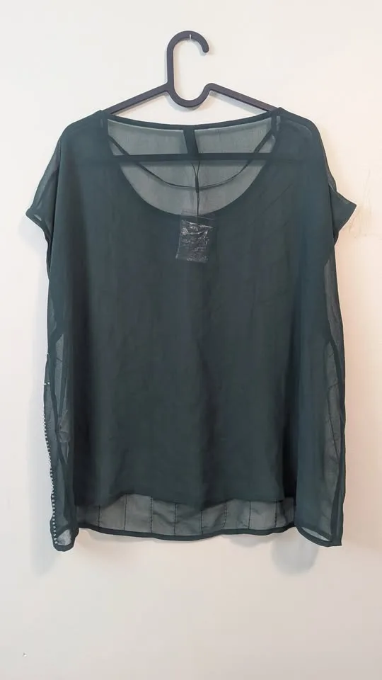 Vero Moda Green Blouse Top Sz L image indicator(2)