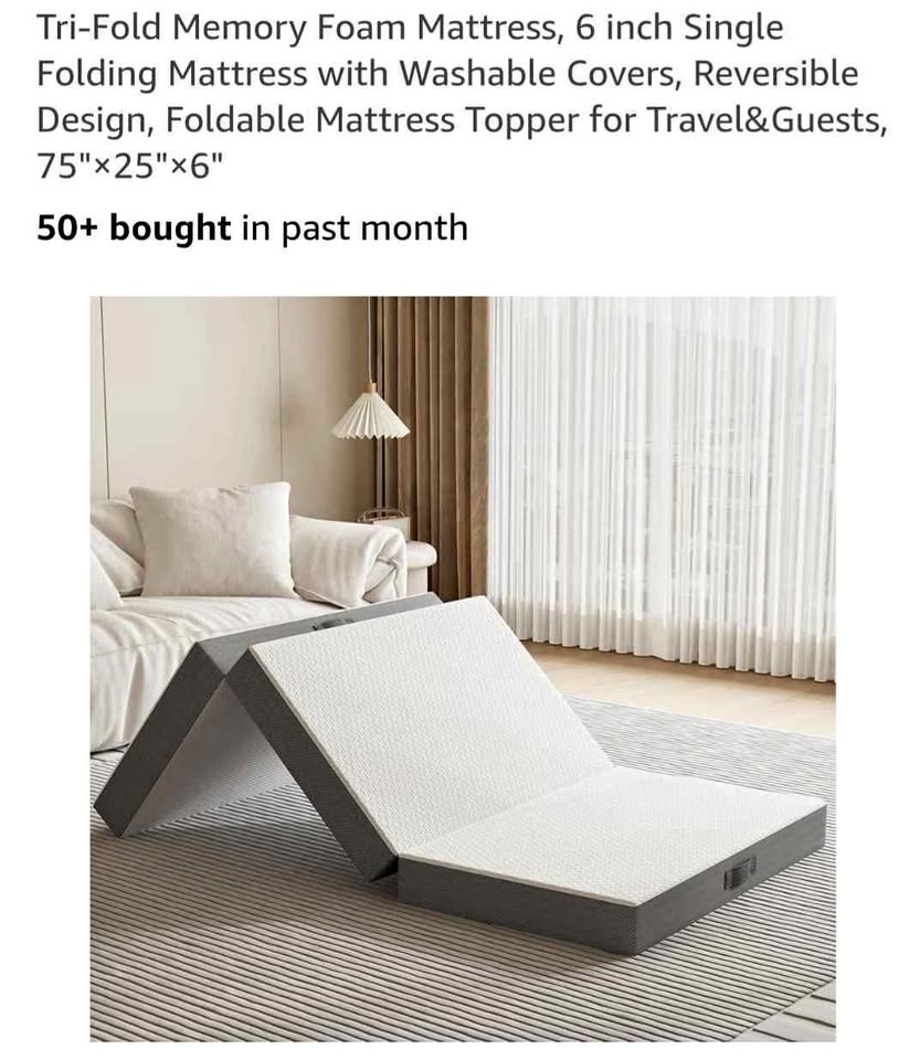 Tri-fold memory foam mattress
