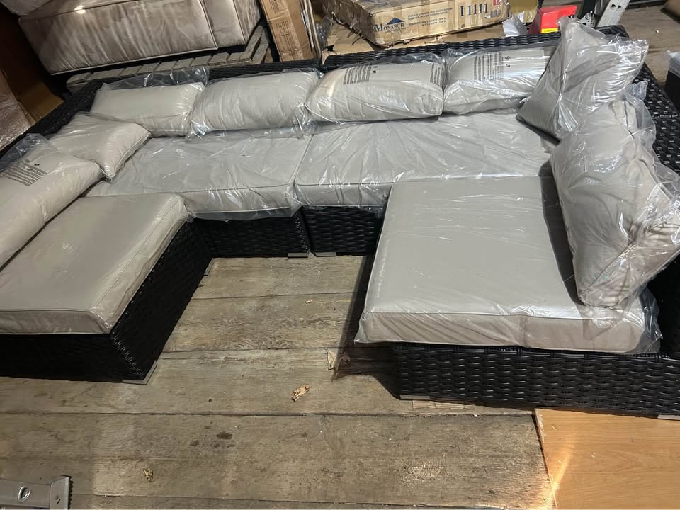 9-Person Wicker Patio Sectional Sofa Set with Cushions - photo 3