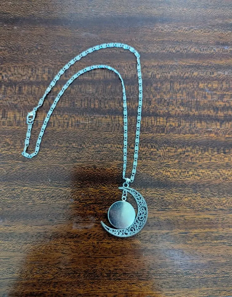 Celestial Moon Pendant Necklace - Silver Tone image indicator(2)