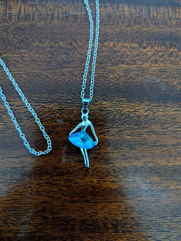 Silver Tone Ballerina Pendant Necklace image indicator(2)