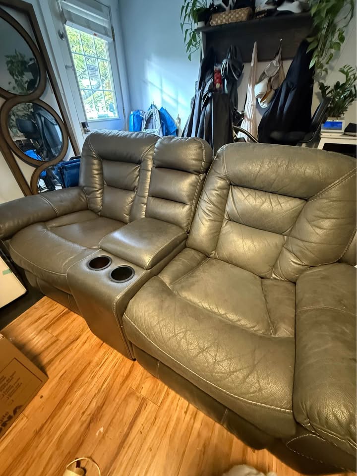 Leather-Like Recliner Couch and Love Seat - photo 2