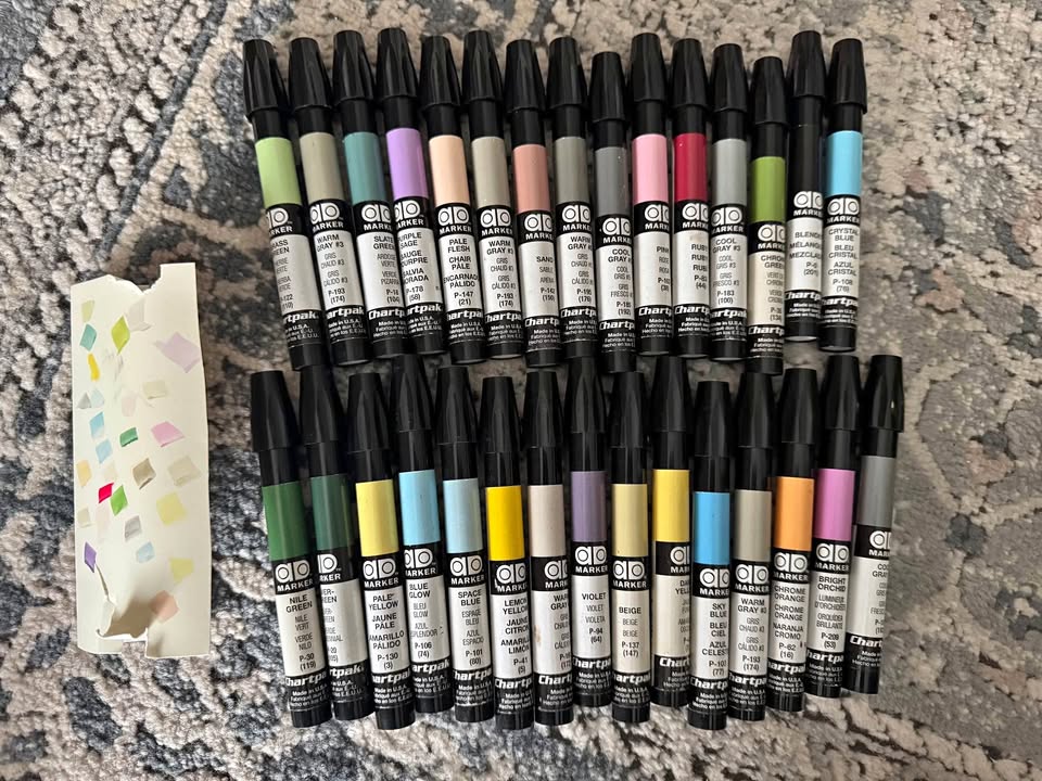 Chartpak AD Markers, Tri-Nib, 30 Colors