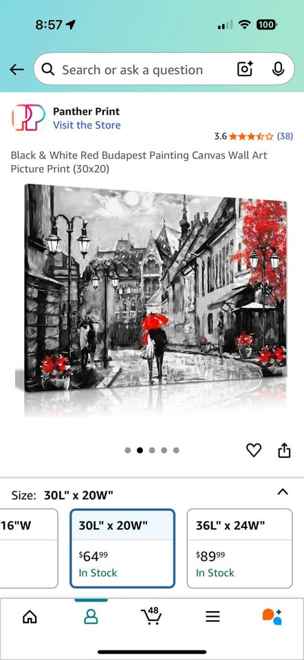 Canvas wall art 39”x20” - photo 4