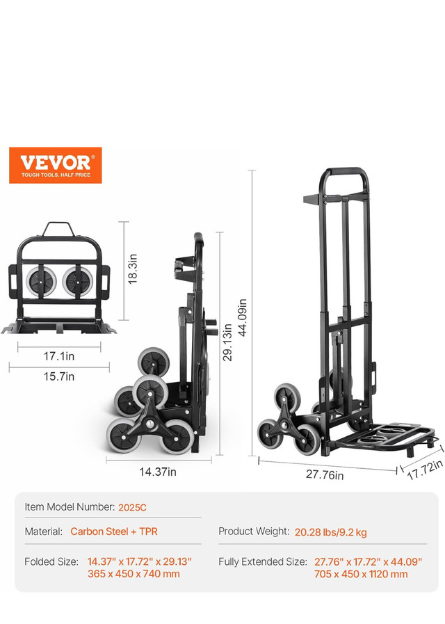 VEVOR Stair Climbing Cart, 460 lbs Capacity - photo 2