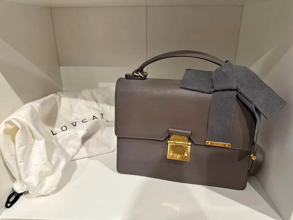 LOVCAT Taupe Gray Handbag – Elegant, Like New