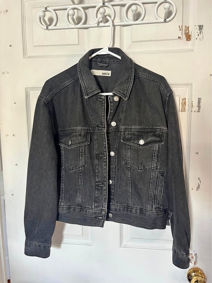 Cropped Black Denim Jacket Topshop