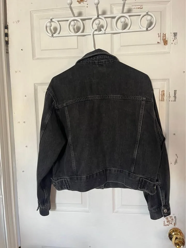 Cropped Black Denim Jacket Topshop image indicator(3)