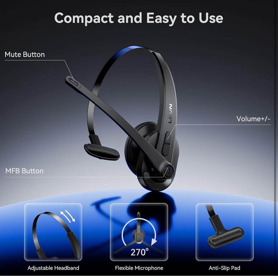 Wireless Headset with Mic for Work - photo 5
