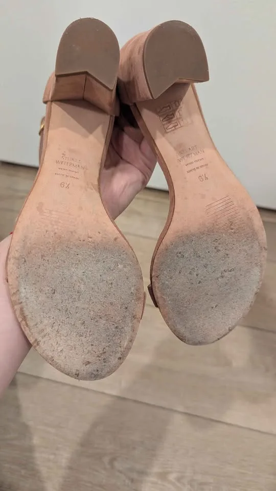 Stuart Weitzman nearly nude heel sandal size 6.5 image indicator(4)