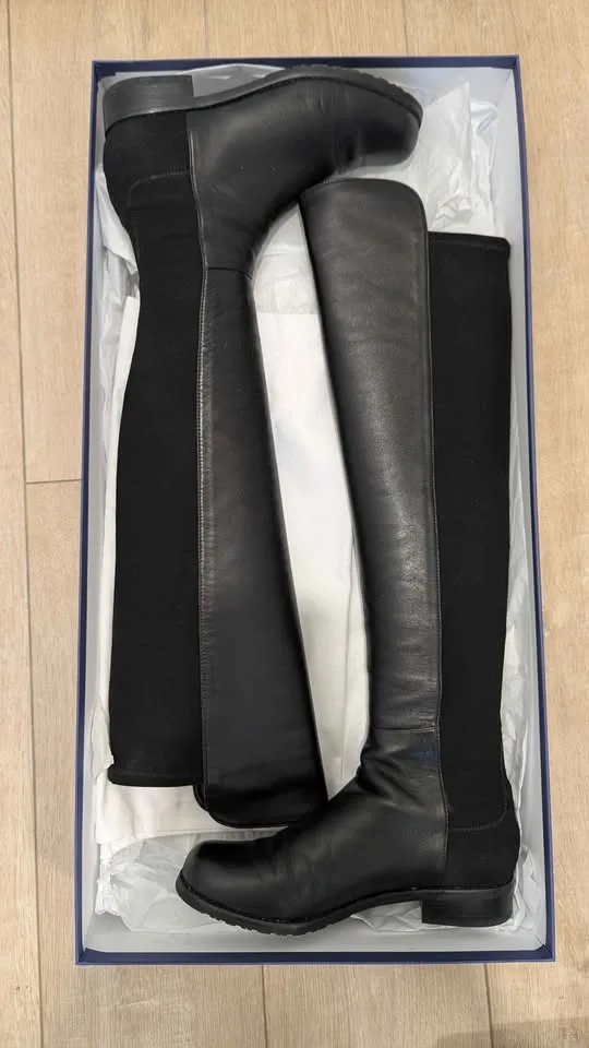 Stuart Weitzman 5050 leather boots size 6.5 black napa image indicator(2)