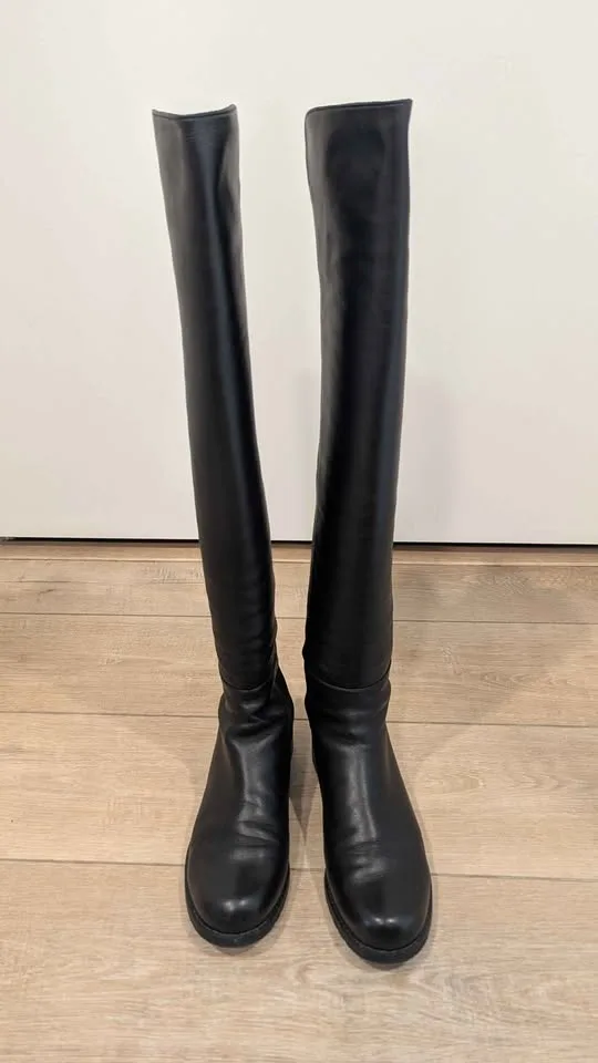 Stuart Weitzman 5050 leather boots size 6.5 black napa image indicator(3)