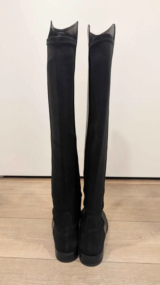 Stuart Weitzman 5050 leather boots size 6.5 black napa image indicator(4)