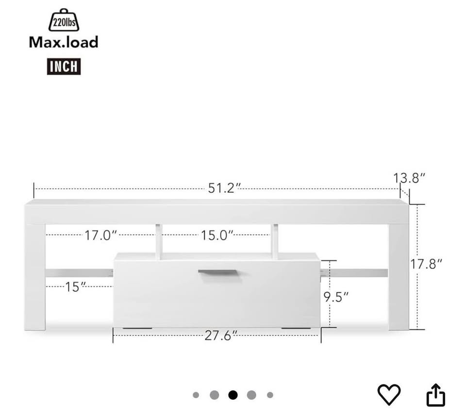 White Modern LED TV Stand with Shelves and Storage - photo 3