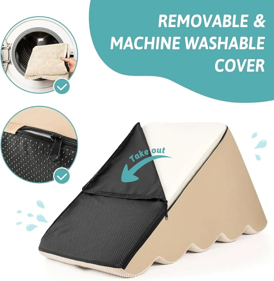 COZY KISS Dog/Cat Stairs 15.7" with High Density Foam, Beige 🥕 image indicator(6)