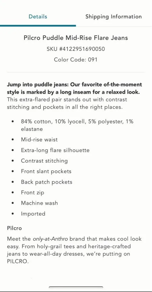 Anthologies Pilcro Puddle Mid-Rise Flare Jeans size 26 image indicator(6)