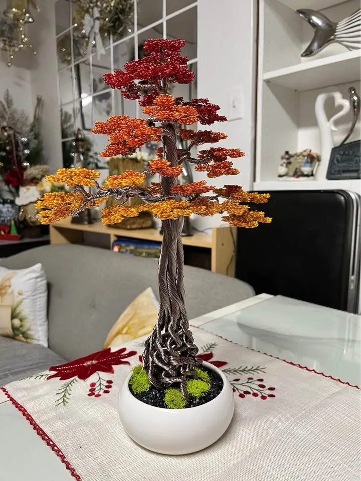 Handmade Aluminum Wire Bonsai Tree -Autumn Color- image indicator(2)