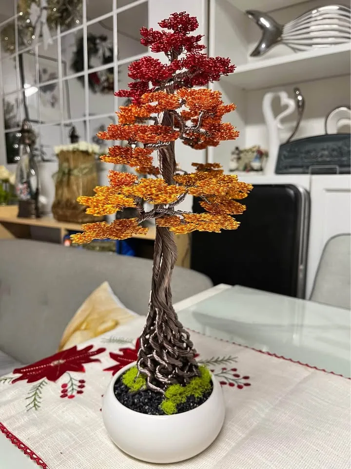 Handmade Aluminum Wire Bonsai Tree -Autumn Color- image indicator(3)