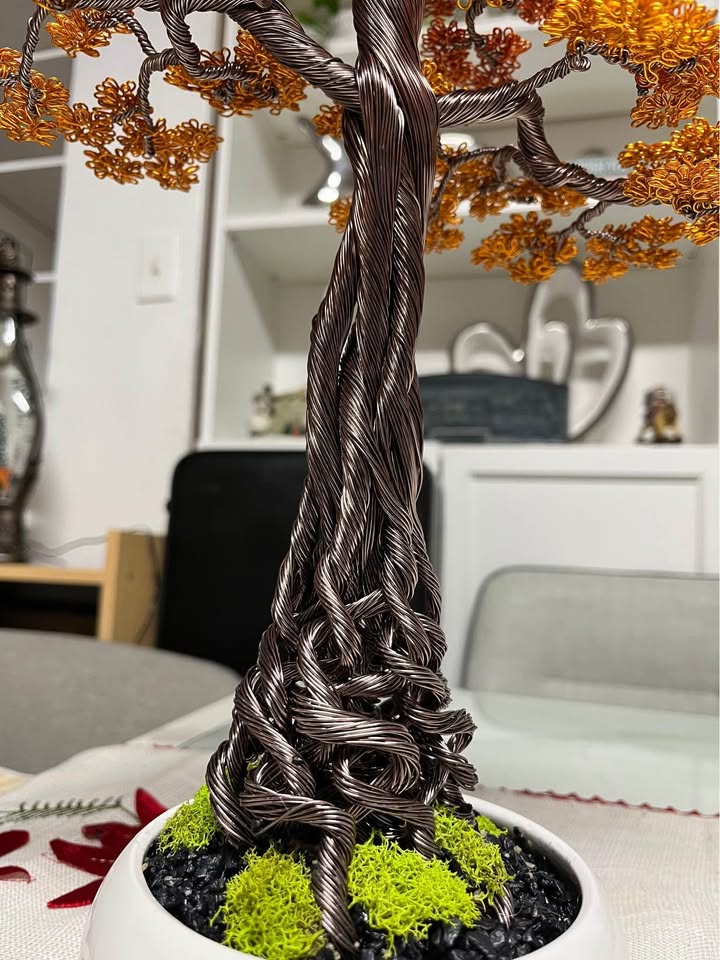Handmade Aluminum Wire Bonsai Tree -Autumn Color- - photo 5