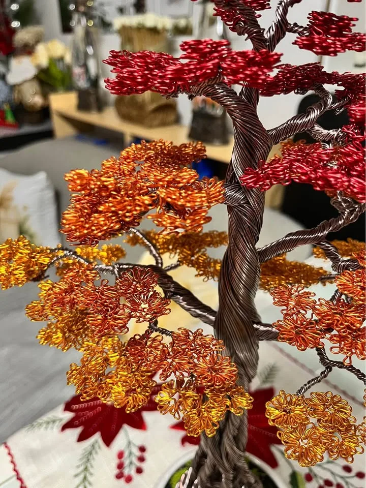 Handmade Aluminum Wire Bonsai Tree -Autumn Color- image indicator(7)